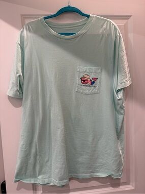 Vineyard Vines Mint Pocket Tee with Beach Whale Patch